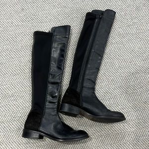 Luichiny Tall Boot Brown Leather and Fabric Over the Knee Riding Boots
